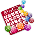 Bingo card with bingo balls
