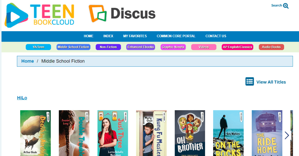 Homepage of TeenBookCloud database
